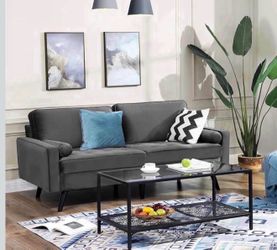 2-Seater Sofa, Couch with Velvet Fabric, for Small Apartments, Guest Room,