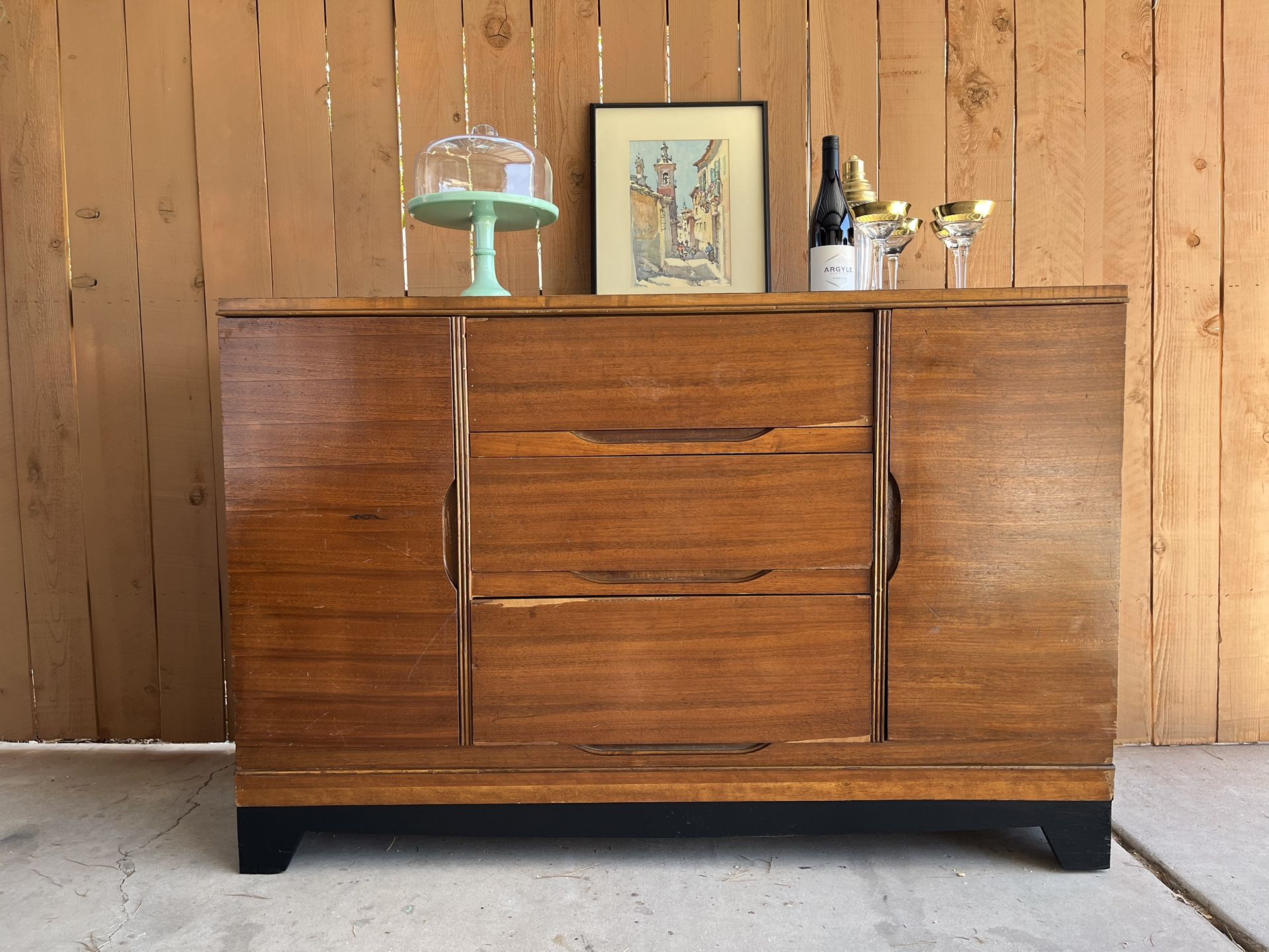 Antique Primitive Solid Wood Credenza