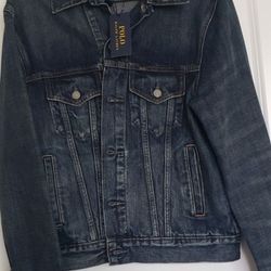 Men's Denim Polo Trucker Jacket Size S