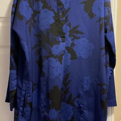 Joe Fresh Womens Size XI Blue Black Floral Dress New ‼️smoke free
