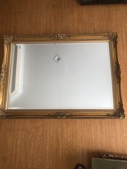 Vintage Gold Gilt Mirror Wood Frame  app 32” X 44”