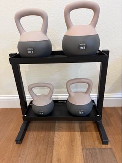 We Gym Kettlebell Set  with Stand- 10,15, 20 & 25 pounds