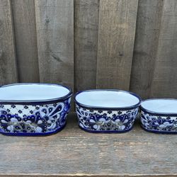 Mexican Talavera Planters, Pottery, Clay Pots.
