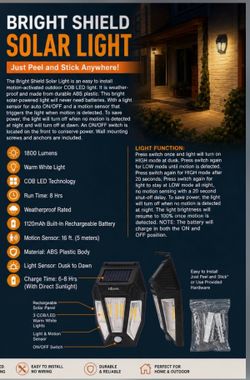 Bright Shield Solar Outdoor Motion Light
