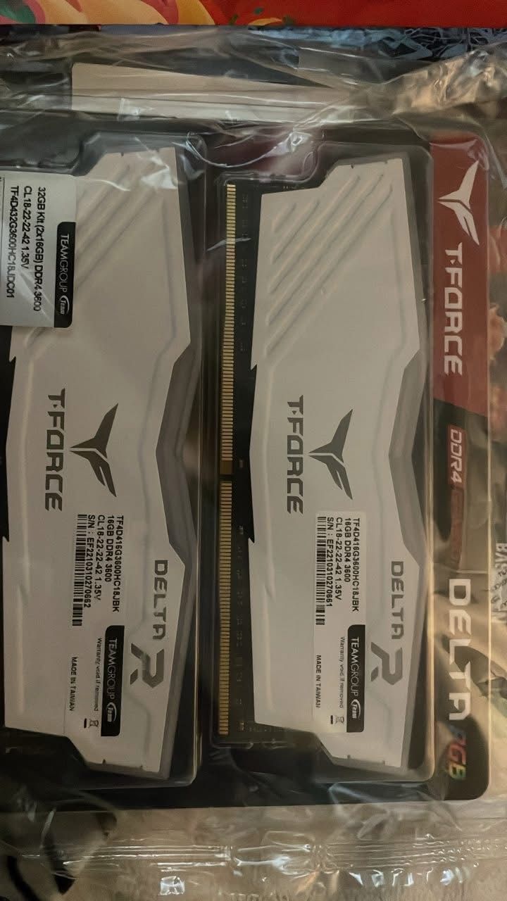 T-FORCE Delta RGB 32GB (2 x 16GB) DDR4-3600 PC4-28800 CL18 Dual Channel Desktop Memory Kit TF4D432G3600HC1 - White