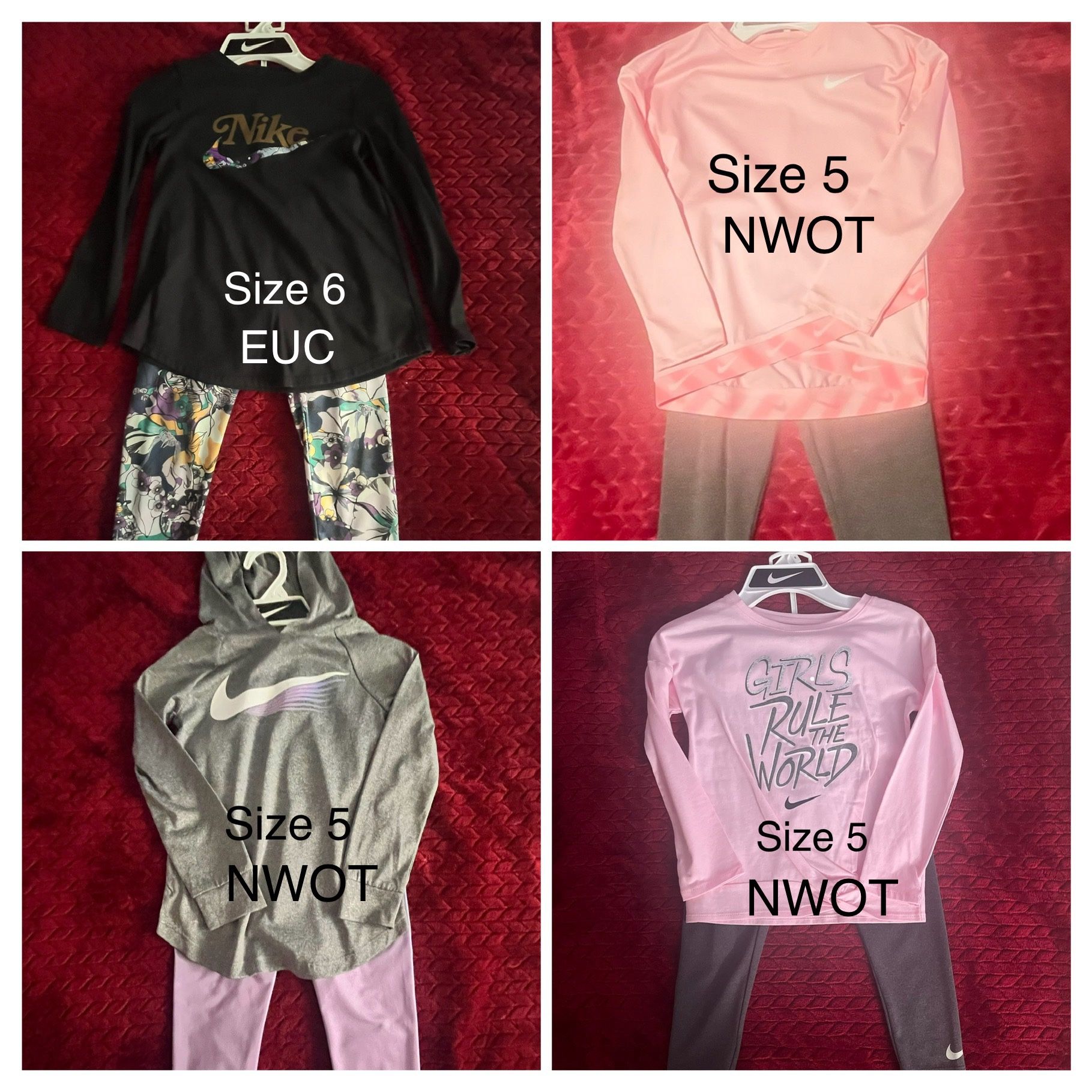 4 Nike Outfits (3 Size 5, 1 Size 6) 3 Nike Sweatshirts (Size 4) 1 Adidas Sweatshirt $70 OBO