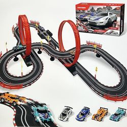 30Ft electric race car track set with 4 cars