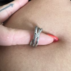 Sterling Silver Diamond Ring 