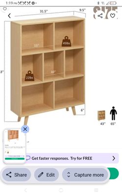 9-Cube Wood Bookcase with Angled Legs