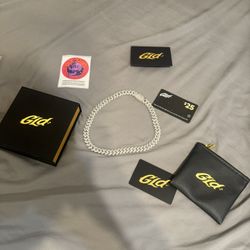 GLD Baguette Prong Set Cuban Chain in White Gold- 12mm  18” 