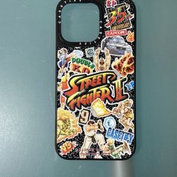 CASETiFY Apple iPhone 14 Pro Max Street Fighter Sticker Black on Black Mirror MagSafe Compatible Case Used