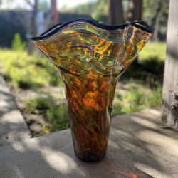 Glass Blown Flower Vase - 18” H x 13” D