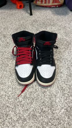 Nike Air Jordan Size 6youth 1 High “Black Toe” Custom Lace Swap