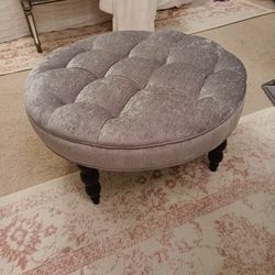 Pier 1 velvet silver oversized tufted ottoman