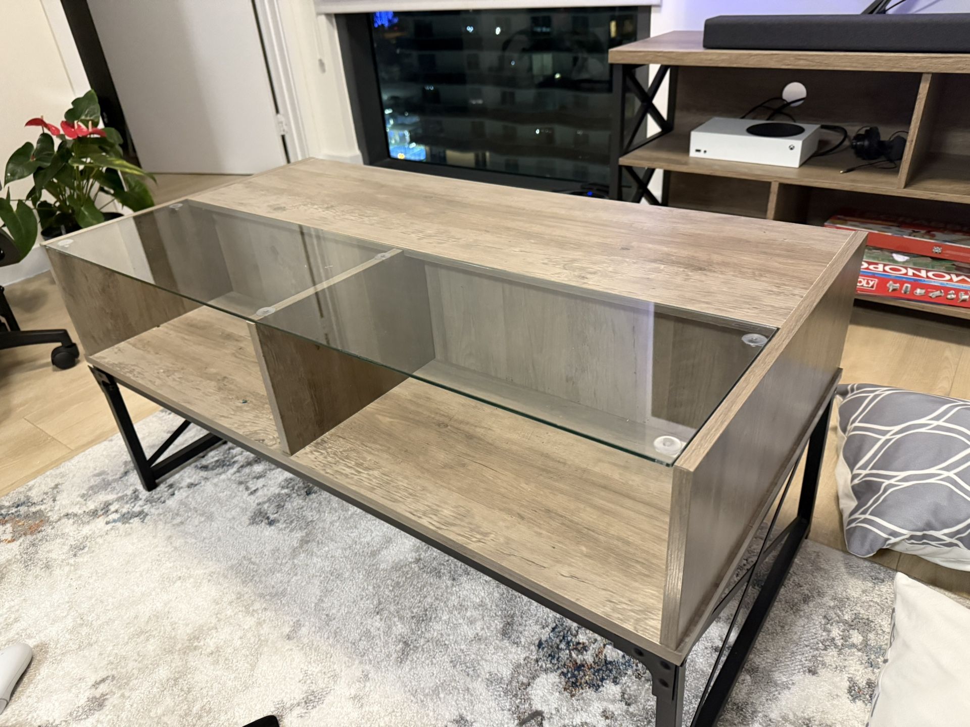 Coffee Table With Glass & Led Lights