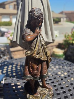 Bronze-Tone Girl Figurine Statue