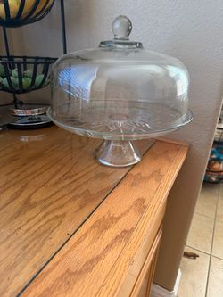 Glass Cake Stand with Dome Lid size large