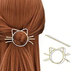 Gold Cat Hair Pin Stick Minimalist Metal Hair Bun Holder Japanese Style New