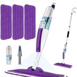 Spray Mops for Floor Cleaning Floor Mop with a Refillable Spray Bottle and 3 Washable Microfiber Pads Home or Commercial Use Dry Wet Flat Mop for Hard