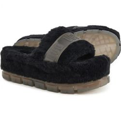 UGG FLUFFITA BLACK SLIDE SLIPPER
