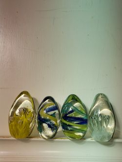 Glass Egg Shaped Paperweight Decoration