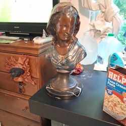 Young Peasant Girl With Bonnet 19th Or 20th  Century Century  French Bronze With Patinatedfinish (Cash Only)