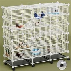 STILLCOVE Big Guinea Pig Cages Indoor: 3-Tier C&C Rabbit Cage Small Animal Cage on Wheel with Removable Tray for Bunny Hamster Ferret Rat Chinchilla H