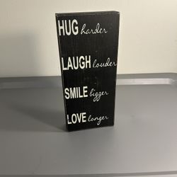 “Hug, Laugh, Smile, Love” Rustic Wooden Sign – Inspirational Home Decor
