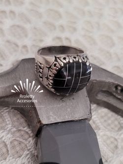 Sterling Silver 925 Ring with Onyx stone Crown  King design