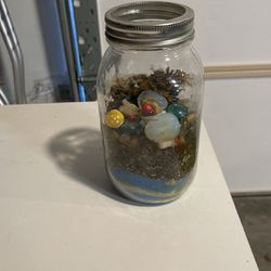Sand / Plant Holder Arrangement In Kerr Mason jar 