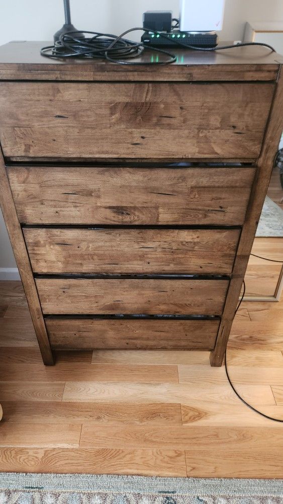 better homes and gardens bryant 5-drawer dresser rustic brown finish Aok Garden 5 Drawer Dresser Faux Leather Chest Steel Frame Wood Top Large Capacity Organizer Rustic Brown