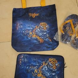 brand new 3 pieces set . shoulder bag . laptop bag and slipper size 8.5