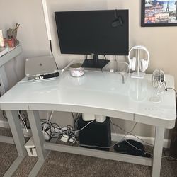 Ashford™ Adjustable Height Sit‑Stand Desk with USB Ports and Storage