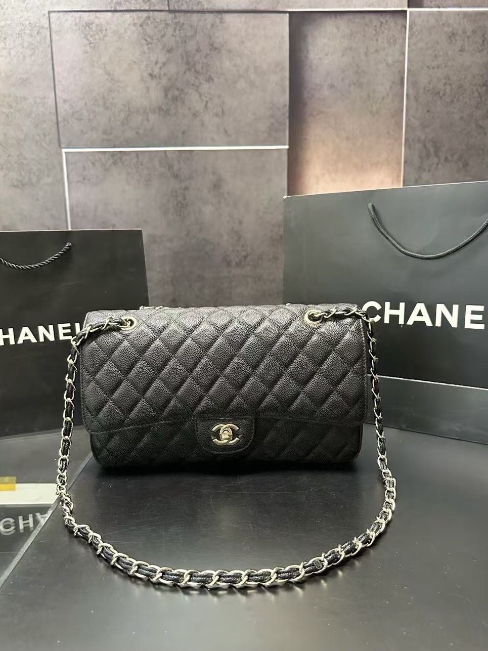 Leather Black Chain Bag Crossbody Bag Shoulder Bag 