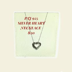 Sterling Silver Heart /diamond Necklace ..never Worn $20