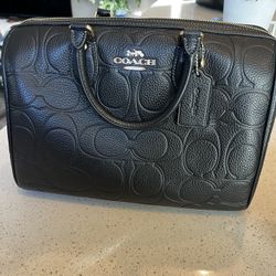 New Large Black Embossed Coach Rowan