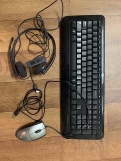 Wireless keyboard, mouse, headphones