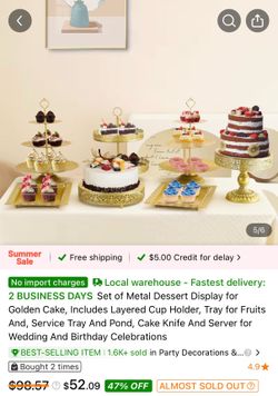 Gold Metal Dessert Display Stand Set