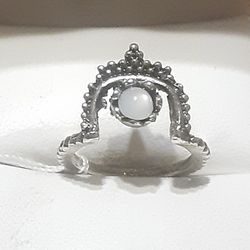 Sterling Silver Moonstone Crown Finger Ring 