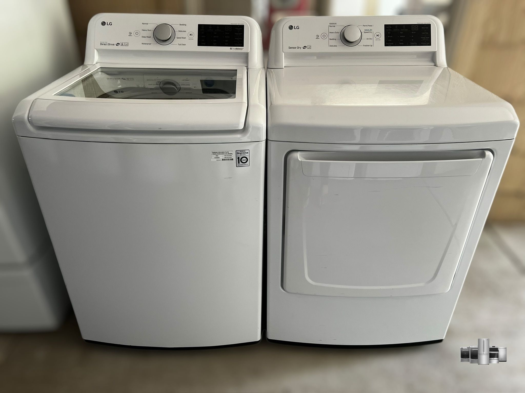 LG washer and electric dryer set.