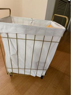 Rolling Hamper + Wooden Hangers