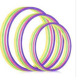 Syhood 9 Pcs Toy Color Hoop Plastic Detachable Adjustable Hoop Light Weight Exercise Fitness Equipment Toy Waist Ring For Adult Party, 3 Sizes(Green,