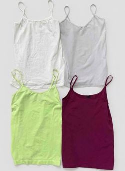 lot of 4 cami tanks white gray green purple - size M-L