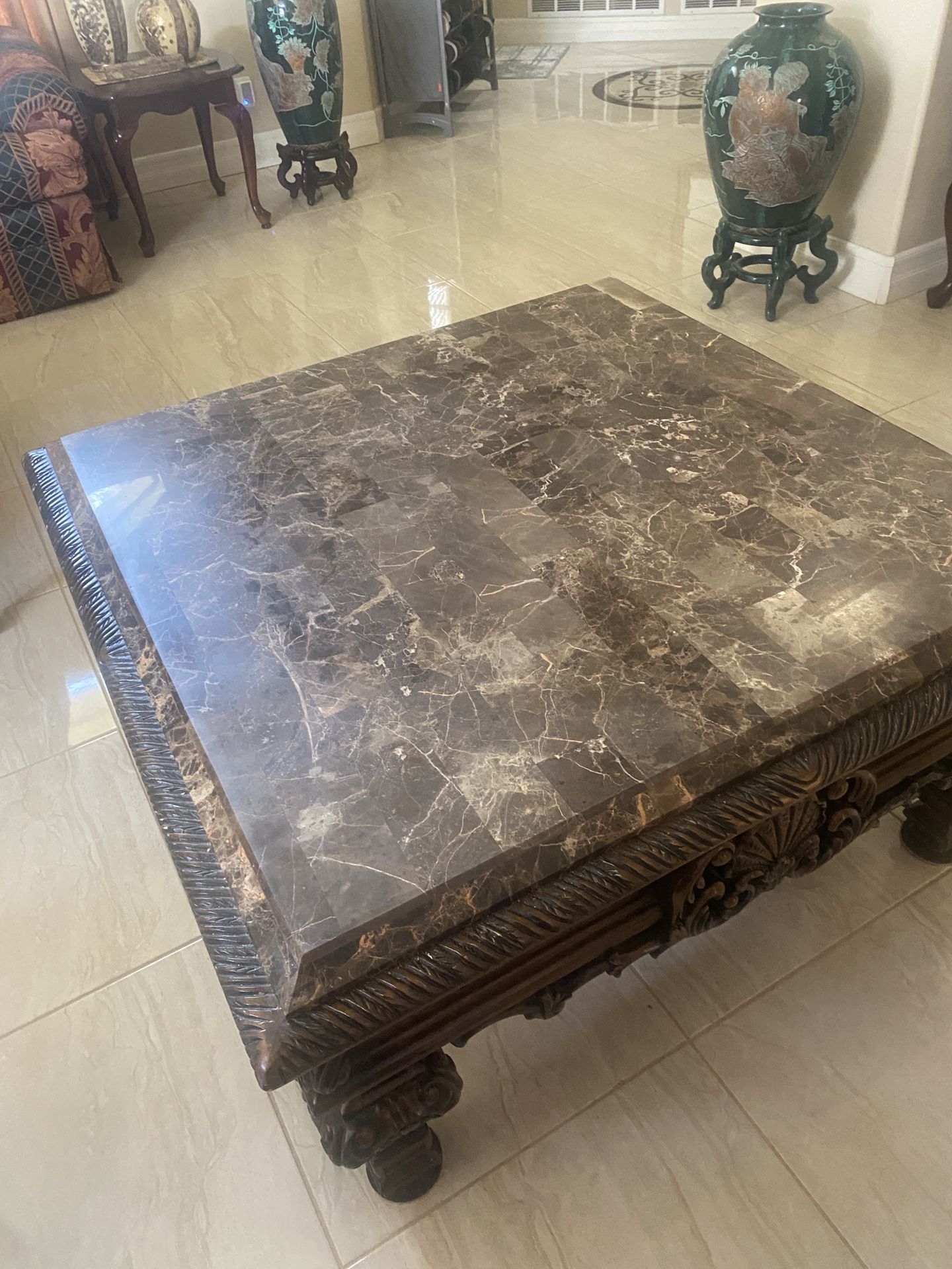 Beautiful Marble Coffee With End Side Table Set