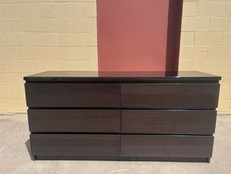 Dark Brown 6-Drawer Double Dresser
