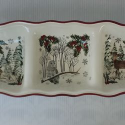 Better Homes & Gardens Heritage Christmas Collection 3 Section Serving Tray Dish

