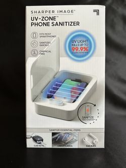Sharper Image UV-Zone Phone Sanitizer Disinfect Essential Items Sanitize & Charg
