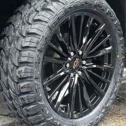 22" Chevy Silverado GMC Sierra Replica Wheels & Tires OFF-ROAD Tahoe Suburban Escalade Yukon Ram Tundra Titan Rims Rines Llantas.. Setof4 