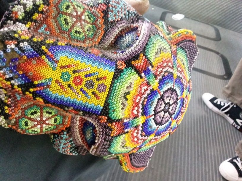 Mezouitic Mexico Hand Made Bead Jaguar Head One Of A Kind Made By Only One Artist In Mexico