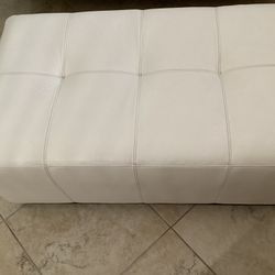 White Leather Ottoman From West Elm